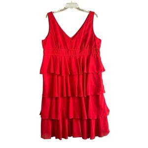JONATHAN MARTIN Sleeveless Tiered Dress Red Style 2986503Y Size 16